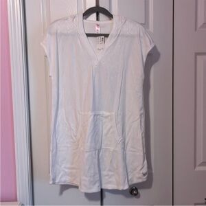 Girl's White Short Sleeve Swim Coverup